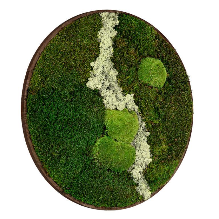 Mosschilderij Rond 20 cm Donker Acaciahout - Uppsala Latte