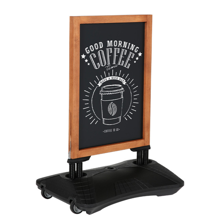 Magnetisch Krijtstoepbord met watertank 67x86 cm zijaanzicht met opschrift