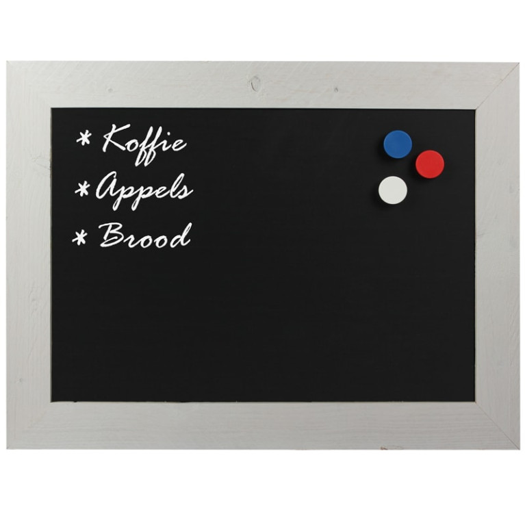 Krijtbord Magnetisch Steigerhout Wit 50x70cm