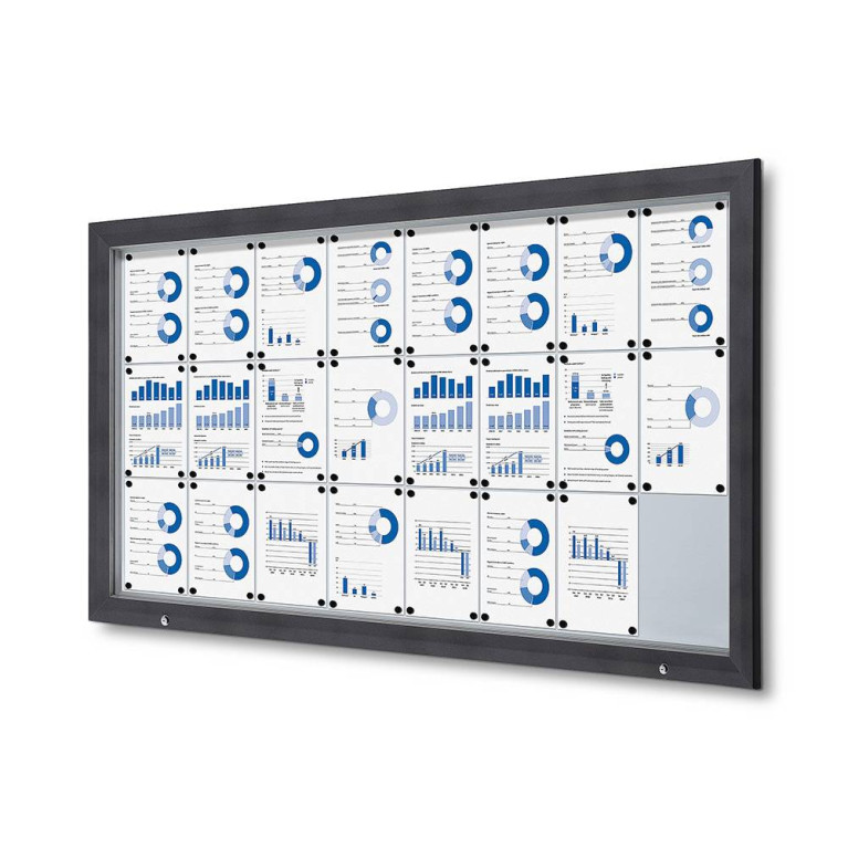 Informatiekast Buiten Whiteboard 24x A4 Antracietgrijs